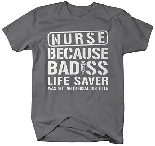 Shirts By Sarah Men's Unisex Nurse Bad*ss Lifesaver Funny T-shirt-Shirts By Sarah