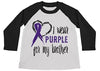 Shirts By Sarah Boy's Wear Purple For Brother Shirt 3/4 Sleeve Purple Awareness Shirts