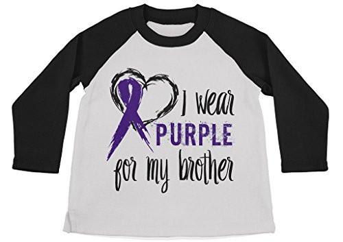 Shirts By Sarah Boy's Wear Purple For Brother Shirt 3/4 Sleeve Purple Awareness Shirts-Shirts By Sarah