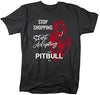Shirts By Sarah Women's Unisex Pitbull Mom T-Shirt Stop Shopping Adopt Rescue Tee Dog Lover Shirts