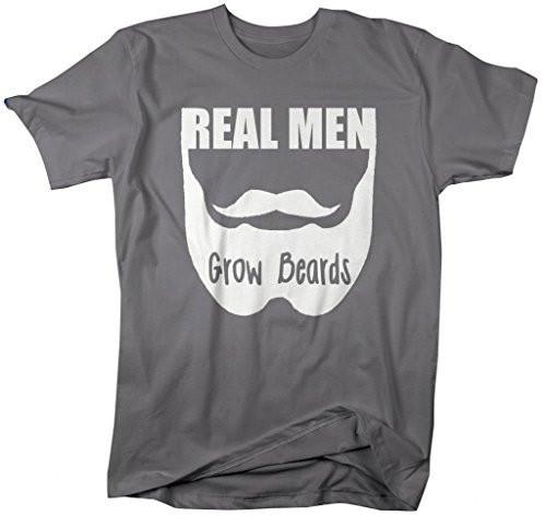 Shirts By Sarah Men's Real Men Grow Beards Funny Hipster Shirt-Shirts By Sarah