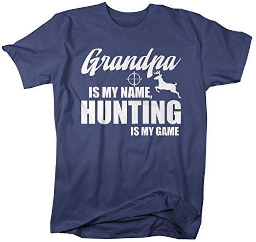 Shirts By Sarah Men's Funny Hunting T-Shirt Grandpa Is My Name Hunting Is My Game Shirt-Shirts By Sarah