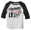 Shirts By Sarah Toddler Mommy Is Hero Firefighter 3/4 Sleeve Raglan T-Shirt