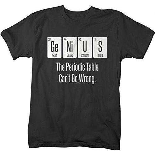 Shirts By Sarah Men's Geek Periodic Table Genius Science T-Shirt-Shirts By Sarah