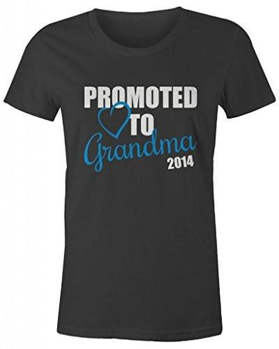 Shirts By Sarah Women's Promoted To Grandma 2014 T-Shirt New Grandparents Baby Reveal-Shirts By Sarah
