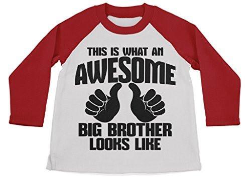 Shirts By Sarah Boy's Awesome Big Brother Shirt 3/4 Sleeve Raglan Shirts-Shirts By Sarah