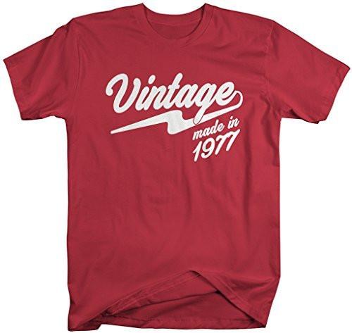 Shirts By Sarah Men's Vintage Made In 1977 T-Shirt Retro Birthday Shirts-Shirts By Sarah