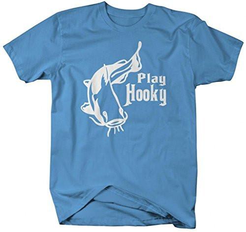 Shirts By Sarah Men's Funny Fishing T-Shirt Play Hooky Shirts For Fishermen-Shirts By Sarah