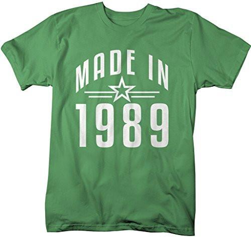 Shirts By Sarah Men's Made In 1989 Birthday T-Shirt Retro Star Custom Shirts-Shirts By Sarah