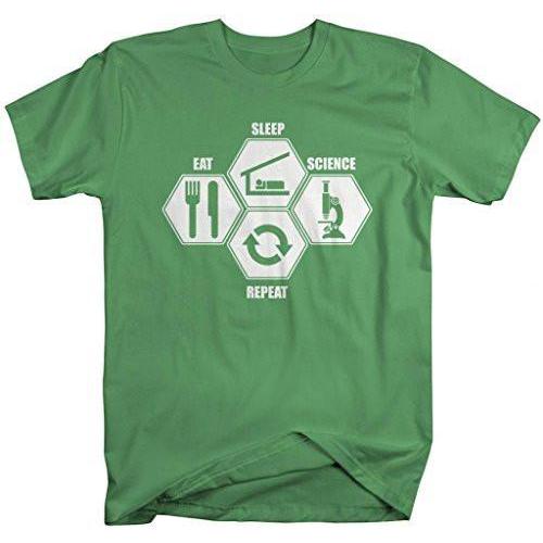 Shirts By Sarah Men's Eat Sleep Science Repeat Geek T-Shirt Science Apparel-Shirts By Sarah