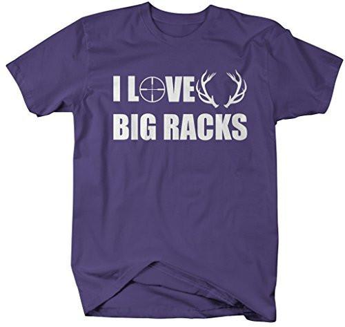 Shirts By Sarah Men's Funny Hunting T-Shirt Love Big Racks Hunter Offensive Shirts-Shirts By Sarah