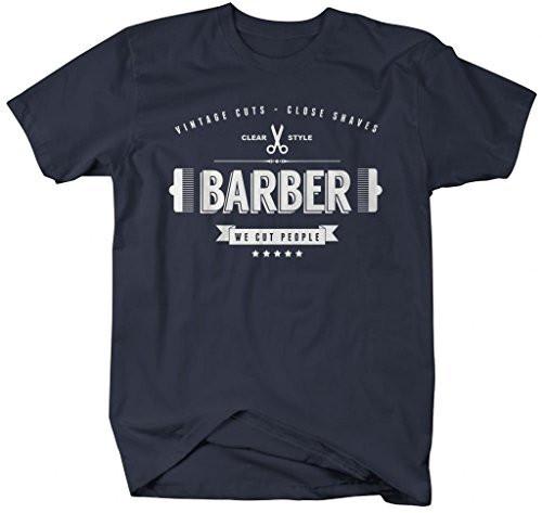 Shirts By Sarah Men's Funny Vintage Barber T-Shirt We Cut People-Shirts By Sarah