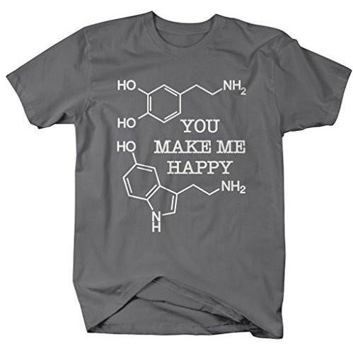 Shirts By Sarah Men's Geek Dopamine Serotonin T-Shirt Chemistry Shirts-Shirts By Sarah
