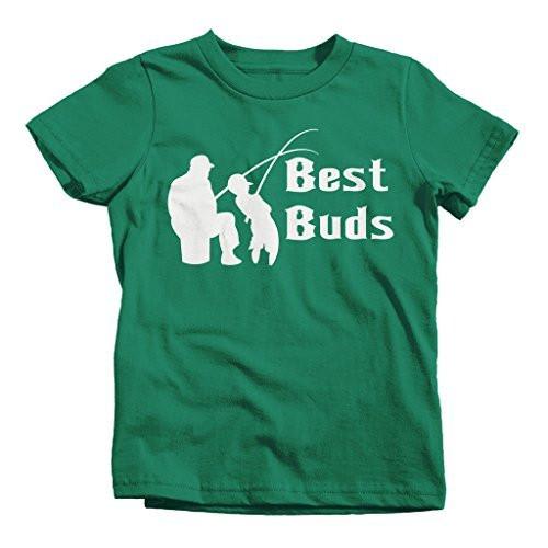 Shirts By Sarah Boy's Matching Father Son Best Buds Fishing T-Shirt-Shirts By Sarah