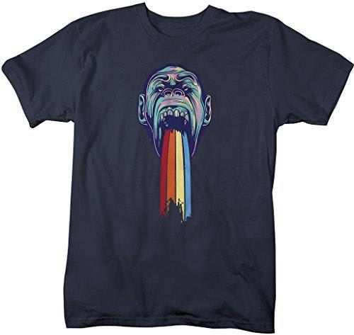 Shirts By Sarah Men's Hipster Ape T-Shirt Puke Rainbow Shirts-Shirts By Sarah