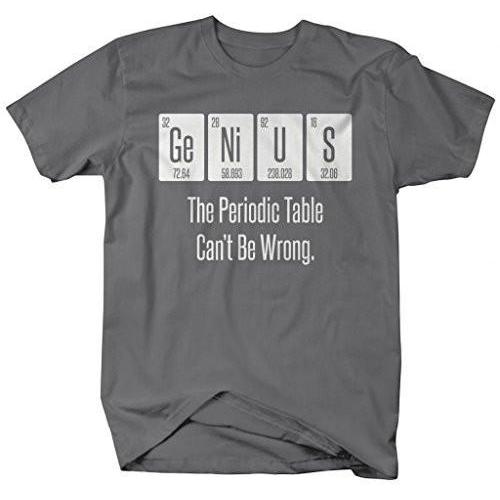 Shirts By Sarah Men's Geek Periodic Table Genius Science T-Shirt-Shirts By Sarah