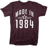 Shirts By Sarah Men's Made In 1984 Birthday T-Shirt Retro Star Custom Shirts