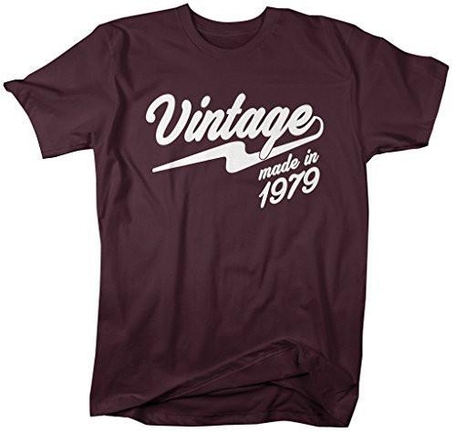 Shirts By Sarah Men's Vintage Made In 1979 T-Shirt Retro Birthday Shirts-Shirts By Sarah