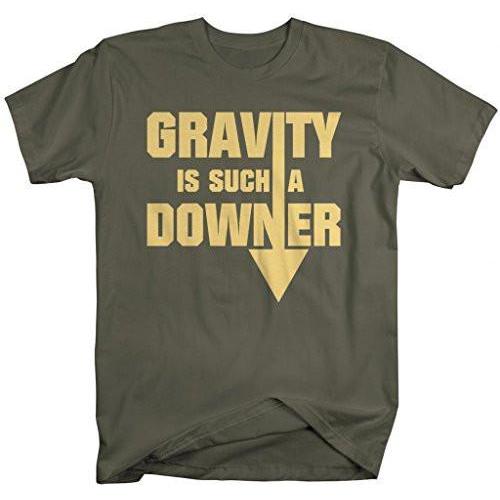 Shirts By Sarah Men's Geek Gravity Downer Funny Physics Science T-Shirt-Shirts By Sarah