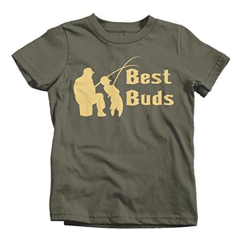Shirts By Sarah Boy's Matching Father Son Best Buds Fishing T-Shirt-Shirts By Sarah