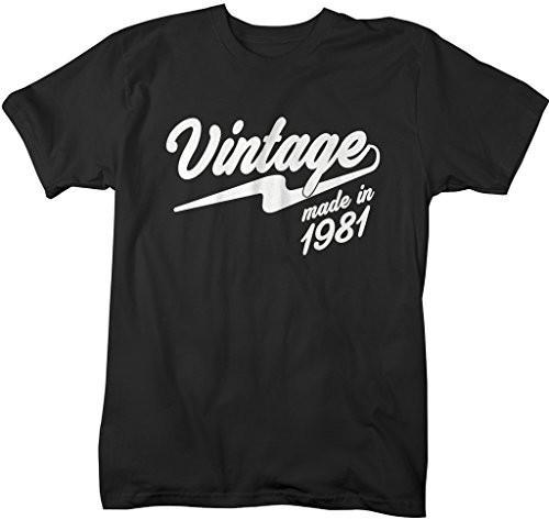 Shirts By Sarah Men's Vintage Made In 1981 T-Shirt Retro Birthday Shirts-Shirts By Sarah