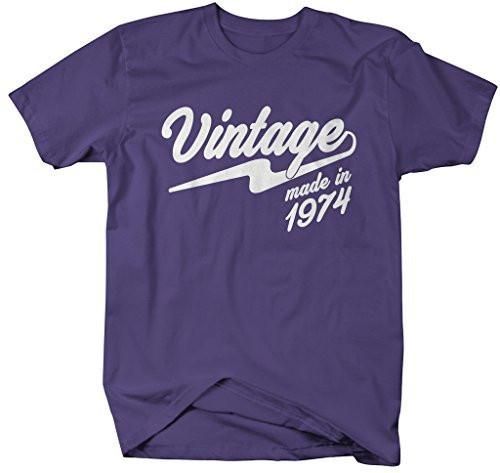 Shirts By Sarah Men's Vintage Made In 1974 T-Shirt Retro Birthday Shirts-Shirts By Sarah
