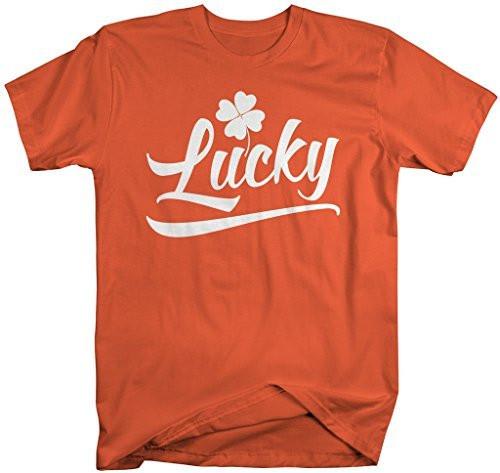 Shirts By Sarah Men's Lucky St. Patrick's Day T-Shirt Clover Luck Shirts-Shirts By Sarah
