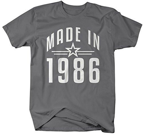 Shirts By Sarah Men's Made In 1986 Birthday T-Shirt Retro Star Custom Shirts-Shirts By Sarah