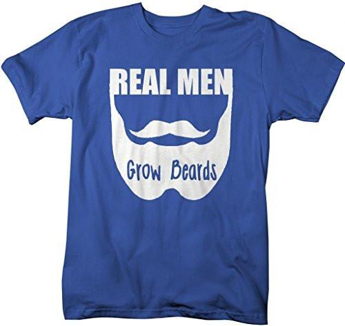 Shirts By Sarah Men's Real Men Grow Beards Funny Hipster Shirt-Shirts By Sarah
