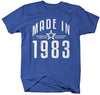 Shirts By Sarah Men's Made In 1983 Birthday T-Shirt Retro Star Custom Shirts
