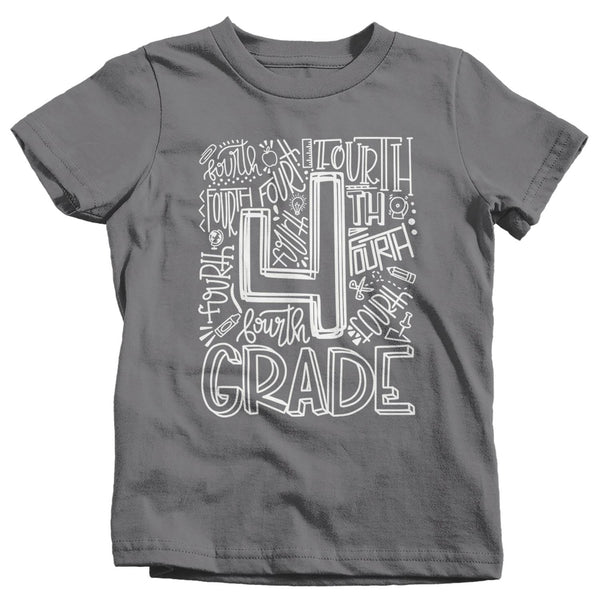 Kids Cute Fourth Grade T Shirt Typography Cool Tee Boy's Girl's 4th Grade Back To School TShirt 4th Grade Shirts-Shirts By Sarah
