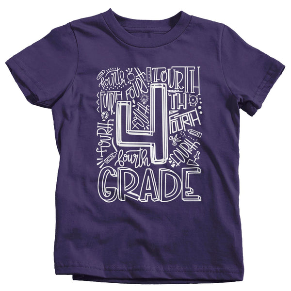 Kids Cute Fourth Grade T Shirt Typography Cool Tee Boy's Girl's 4th Grade Back To School TShirt 4th Grade Shirts-Shirts By Sarah