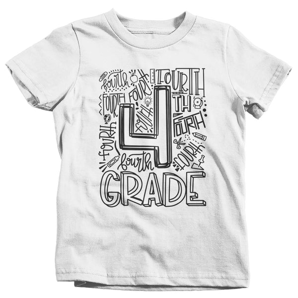 Kids Cute Fourth Grade T Shirt Typography Cool Tee Boy's Girl's 4th Grade Back To School TShirt 4th Grade Shirts-Shirts By Sarah