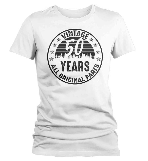 Women's 50th Birthday Shirt Original Parts T Shirts Fiftieth Birthday Shirts Shirt For 50th Vintage Age 50th Birthday Gift Ladies-Shirts By Sarah