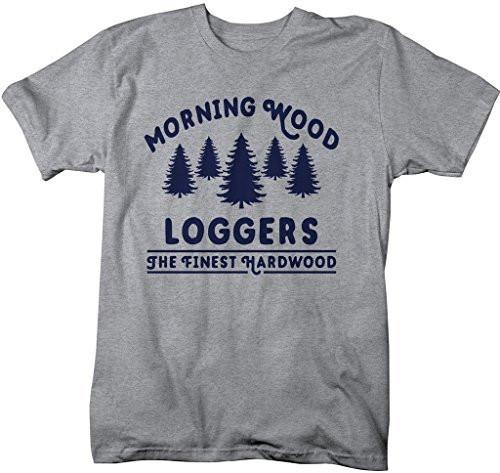 Shirts By Sarah Men's Funny Offensive Lumberjack T-Shirt Morning Wood Loggers Shirt-Shirts By Sarah