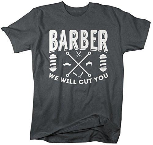Shirts By Sarah Men's Funny Barber T-Shirt We Will Cut You Shirt Hairdresser Shirts-Shirts By Sarah