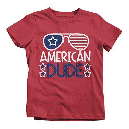 Boy's American Dude 4th July Hipster T-Shirt Glasses Tee Shirts-Shirts By Sarah
