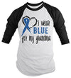 Shirts By Sarah Men's Blue Ribbon Shirt Wear For Grandma 3/4 Sleeve Raglan Awareness Shirts