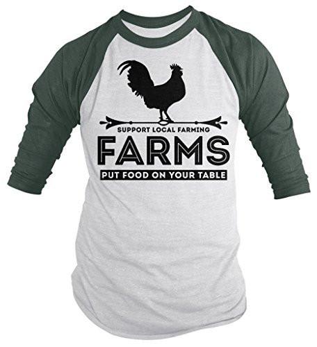 Shirts By Sarah Men's Farming 3/4 Sleeve Raglan T-Shirt Farms Put Food On Table Support-Shirts By Sarah