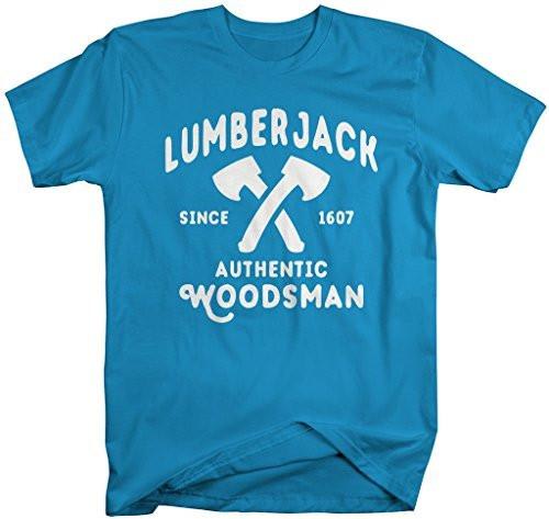 Shirts By Sarah Men's Lumberjack T-Shirt Authentic Woodsman Shirts Axe Man Tee-Shirts By Sarah