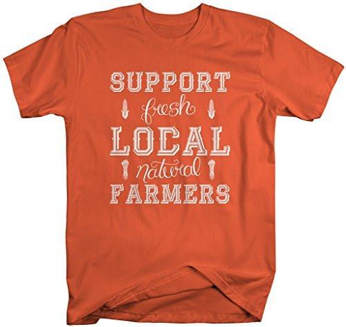 Shirts By Sarah Men's Support Local Farmers T-Shirt Fresh Natural Farming Shirt-Shirts By Sarah