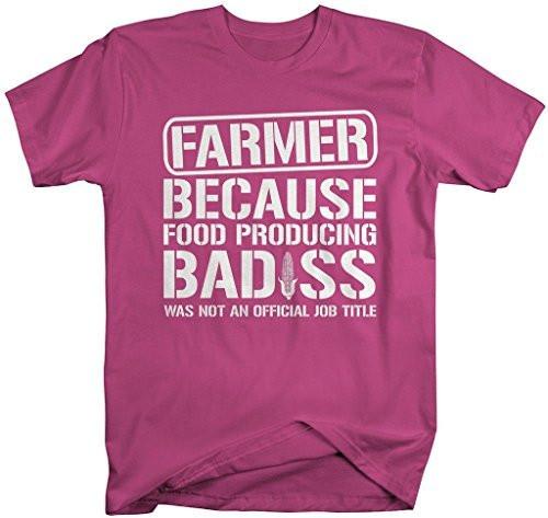 Shirts By Sarah Men's Funny Farmer T-Shirt Food Producing Bad*ss Shirt-Shirts By Sarah