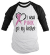Shirts By Sarah Men's Pink Ribbon Shirt Wear For Brother 3/4 Sleeve Raglan Awareness Shirts