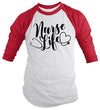 Shirts By Sarah Men's Funny Nurse Life T-Shirt Stethoscope Tee 3/4 Sleeve Raglan