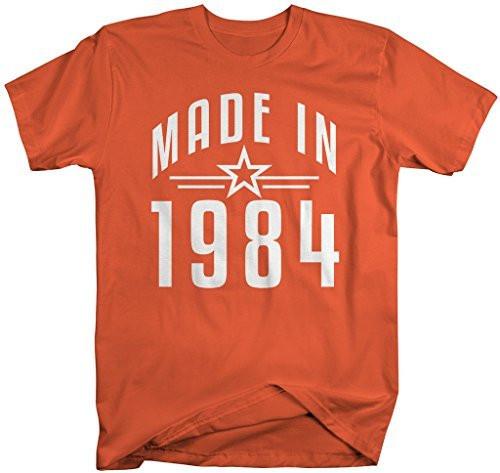 Shirts By Sarah Men's Made In 1984 Birthday T-Shirt Retro Star Custom Shirts-Shirts By Sarah