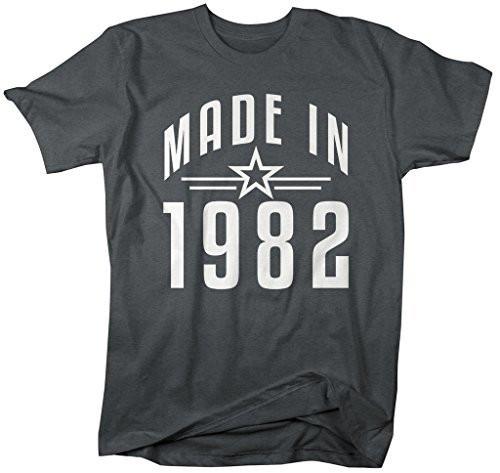 Shirts By Sarah Men's Made In 1982 Birthday T-Shirt Retro Star Custom Shirts-Shirts By Sarah