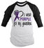 Shirts By Sarah Men's Purple Ribbon Shirt Wear For Grandma 3/4 Sleeve Raglan Awareness Shirts-Shirts By Sarah