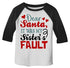 Shirts By Sarah Toddler Dear Santa Sister's Fault 3/4 Sleeve Raglan T-Shirt-Shirts By Sarah