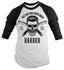 Shirts By Sarah Men's Barber Skull T-Shirt Barbers 3/4 Sleeve Raglan Shiny Blades-Shirts By Sarah