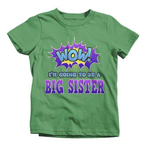 Shirts By Sarah Girl's Wow I'm Going To Be Big Sister T-Shirt New Baby Reveal-Shirts By Sarah